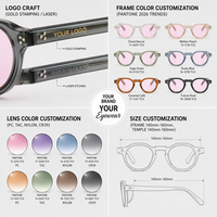 Lunettes de soleil rétro Lbashades 3524, monture vintage, protection UV400, haute qualité, logo personnalisé, monture ronde en PC