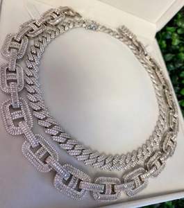 Ensemble <span class=keywords><strong>de</strong></span> bijoux collier et bracelet baguette bling pour hommes et femmes, diamants glacés, bijoux hip hop, chaîne cubaine en forme <span class=keywords><strong>de</strong></span> <span class=keywords><strong>grain</strong></span> <span class=keywords><strong>de</strong></span> <span class=keywords><strong>café</strong></span> glacé <span class=keywords><strong>de</strong></span> 15 mm - Product Image 6