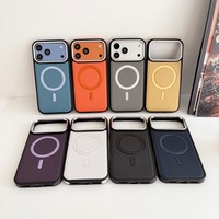 Coque de téléphone en PU magnétique de luxe, antichoc et anti-traces de doigts, en cuir à motif fibre, pour iPhone 18 17 16 15 14 13 12 - Vente en gros