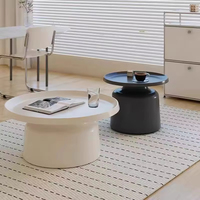 Ensemble de tables basses rondes de style moderne et luxueux, extensibles, pour le salon, avec un design décoratif unique en métal blanc et noir