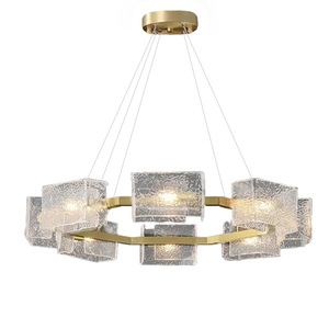 Lámpara <span class=keywords><strong>de</strong></span> Techo LED <span class=keywords><strong>de</strong></span> Alta Gama, Estilo Moderno, Marco Dorado Cuadrado, con Cristal, Regulable, 360°, para Comedor, Bar, Diseño <span class=keywords><strong>de</strong></span> Ondas <span class=keywords><strong>de</strong></span> Agua - Product Image 4