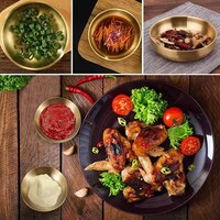 Koreaanse stijl zilveren gouden dipkommen, dubbele laag, restaurant voorgerecht serveerschaal, grote soepkom van roestvrij staal met aangepaste borden