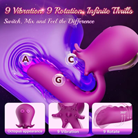 Bestseller 9 Modi App-Steuerung Doppelkopf Luftdruck Klitoris-Stimulation 360° Rotation Oktopus-Form Vibrator Sexspielzeug für Frauen