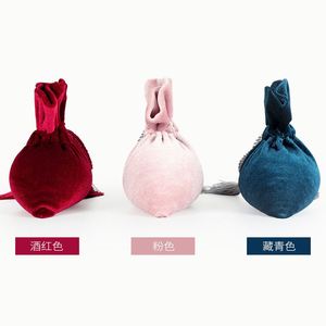 Bolsa de Regalo de Terciopelo Rosa y Azul con Borlas, Bolsa Protectora con Cordón, Material de Yute Reciclable para Manualidades - Product Image 3