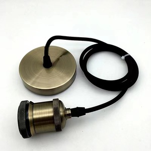 Cổ điển kim loại E26 <span class=keywords><strong>E27</strong></span> ổ cắm mặt dây đèn chủ vải Cáp trần đơn giản treo đèn - Product Image 4