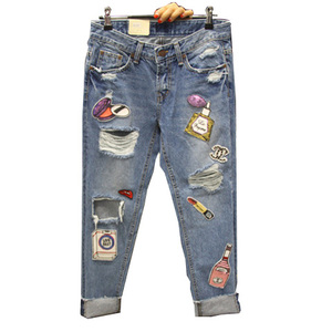 <span class=keywords><strong>Jeans</strong></span> alla moda da <span class=keywords><strong>donna</strong></span> con ricamo Patchwork con motivo unico a gamba dritta <span class=keywords><strong>Jeans</strong></span> da <span class=keywords><strong>donna</strong></span> - Product Image 6