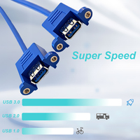Câble adaptateur de carte mère KBQ double USB 3.0 Type A femelle vers connecteur IDC 20 broches avec trou de vis pour montage sur panneau, pour réaménager les châssis anciens