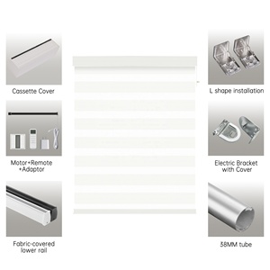 Tende <span class=keywords><strong>a</strong></span> <span class=keywords><strong>Rullo</strong></span> <span class=keywords><strong>Zebra</strong></span> Automatiche Motorizzate per Giorno e Notte, Oscuranti e Trasparenti, con Telecomando - Product Image 2