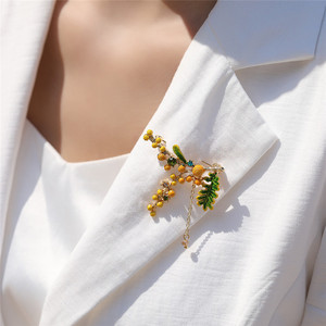 Liquidação: Broche de Planta em Liga com Strass, Esmalte e Cristal, Banhado a Ouro 18K, para Festa, Casamento, Casacos Femininos e Infantis - Product Image 2