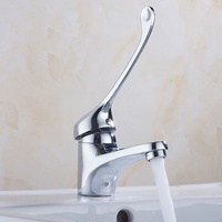Robinet de salle de bain professionnel de qualité médicale à commande par le coude, en laiton chromé, avec longue poignée, pour clinique et hôpital, mitigeur de lavabo