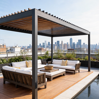 Pergola motorisée en aluminium pour balcon, résistante à la pluie et au vent, taille personnalisable, toit à lames rétractables haute résistance, pour barbecue extérieur