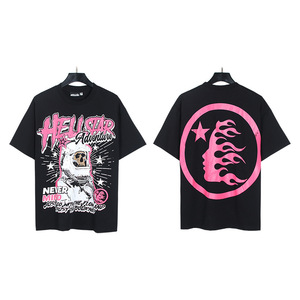 เสื้อยืดคอกลมผ้าคอตตอนพิมพ์ลายหัวกะโหลกแนวสตรีทสั้นแขนสั้นทรงหลวมพิมพ์ลายตัวอักษรแนว Hell Star Space 2026ใหม่ - Product Image 5
