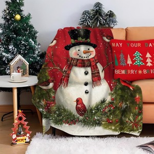 Christmas Snowman Snowflake Santa Flannel Blanket <b>Throw</b> Blanket Nap Blanket Festive Winter Warm <b>Super</b> <b>Soft</b> Machine Washable - Product Image 5