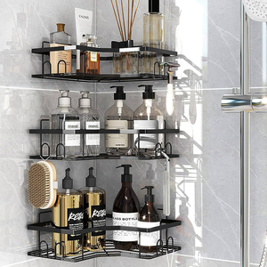 Ferro carbonio autoadesivo doppio bagno doccia scaffale angolo cucina scaffali per doccia - Product Image 5