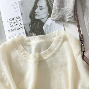 이탈리아 순수 캐시미어 반 소매 스웨터 여자 + 캐시미어 + 스웨터 - Product Image 3