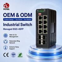 Switch Ethernet industriel en anneau géré sur rail DIN, 8 ports Gigabit + 4 ports SFP