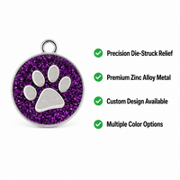 Pendentif personnalisé OEM ODM en polyester brillant avec empreinte de patte de chien, gravure laser du logo, pour identification d'animal de compagnie