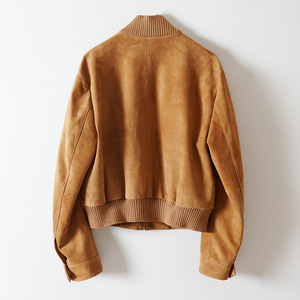 1402 Nuovo Design Autunno Inverno Cappotto in Vera Pelle di Pecora con Cerniera Collo Alto <span class=keywords><strong>Cardigan</strong></span> <span class=keywords><strong>Giacca</strong></span> in Camoscio per Donne - Product Image 2