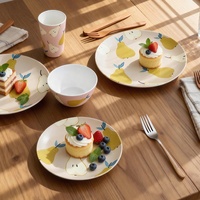 Service de vaisselle en mélamine incassable Bestwares, motif poire nordique, avec assiette, bol et tasse pour usage domestique