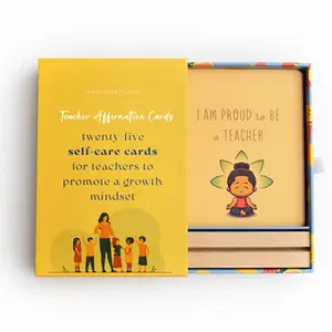 Inspirational Quotes Affirmation Cards Set For Teacher to promote a Growth Mindset With Card Holder to Display