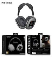 Headset Nirkabel Over-Ear Akz Max600 JL dengan Layar Digital RGB, Pembaca Kartu, Earphone Dinamis ANC LED, Tahan Air IPX-5