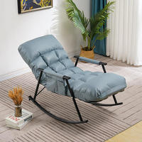 Fauteuil à bascule contemporain durable avec repose-pieds, pliable, minimaliste, moderne, structure métallique, revêtement en tissu, pour hôtel, chambre, salon