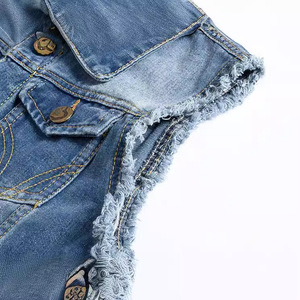 LOGO de personnalisation de <span class=keywords><strong>gilet</strong></span> en jean pour hommes de moto à la mode de style coréen avec épaule <span class=keywords><strong>bleu</strong></span> <span class=keywords><strong>clair</strong></span> et <span class=keywords><strong>gilet</strong></span> en jean OEM - Product Image 3