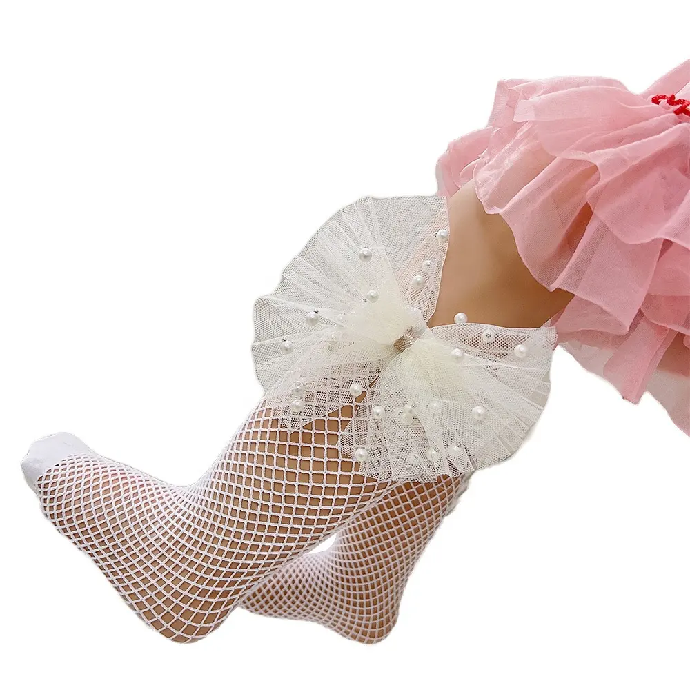 Mesh Long Fashion Mid tube Stockings lace baby bow socks