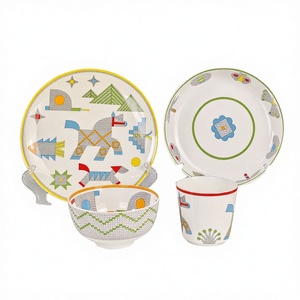 Service de table en céramique quatre pièces, style européen, luxe léger, motifs animaux de dessin animé, réutilisable et durable, idéal comme cadeau d'affaires : bol, tasse à eau, assiette. - Product Image 3