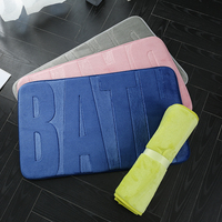 Tapis de bain en mousse à mémoire de forme gaufrée couleur unie, super doux, absorbant l'eau, en polaire corail, antidérapant, écologique et durable