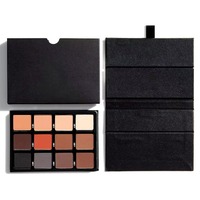 Palette de fards à paupières vegan mats noirs 12 couleurs, longue tenue, waterproof, pigmentée, marque privée, vente en gros