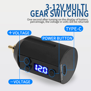 แหล่งจ่ายไฟไร้สาย RCA ขนาด 1500mAh สำหรับเครื่องสัก แบตเตอรี่ขนาดเล็กแบบพกพา ชาร์จผ่านพอร์ต Type-C สำหรับเครื่องสัก ใช้ในสตูดิโอแบบพกพา - Product Image 4