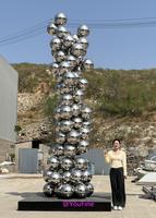 Escultura de Esferas Apiladas de Acero Inoxidable Pulido a Espejo, Arte Abstracto Moderno para Jardín Exterior, Villa, Hotel, Personalizado