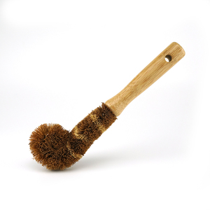 Eco-Friendly Bamboo Round Mini Pot Cleaning <strong>Brush</strong> Wooden Dish <strong>Scrub</strong> for Vegetable Cleaning - Product Image 2