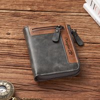 Dompet Pria Pendek Berkualitas Tinggi Bahan Kulit PU Fashion Multi Kartu Dompet Bisnis Resleting Kapasitas Besar