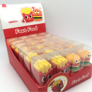 Bán Buôn Tùy Chỉnh Trường Trẻ Em Phim Hoạt Hình PVC 3D Thực Phẩm Burger Khoai Tây Chiên Hình Dạng Bút Chì Mài Cho Trẻ Em - Product Image 6