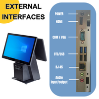 Terminal POS Android Directo de Fábrica, Pantalla Táctil HD de 15.6 Pulgadas, Monitor Dual, Caja Registradora, Impresora de Recibos Integrada, Tienda de Conveniencia