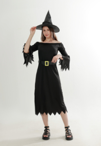 All'ingrosso delle donne di Halloween vestito da <span class=keywords><strong>strega</strong></span> nera <span class=keywords><strong>adulto</strong></span> lungo <span class=keywords><strong>Costume</strong></span> da <span class=keywords><strong>strega</strong></span> con cappello - Product Image 2