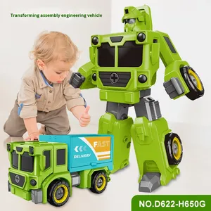 Coche de ingeniería de <span class=keywords><strong>Robot</strong></span> de plástico de juguete de vehículo exprés de montaje DIY transfronterizo para niños, desmontaje de deformación para niños - Product Image 5
