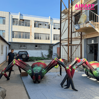 Modèle d'araignée gonflable géante de 4 m de large, coloré, avec lumières LED pour la décoration de fête d'Halloween ou de maison hantée