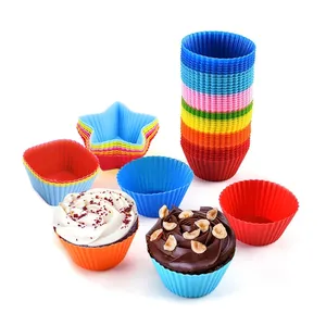 RTS Amazon Hot Selling Silikon Cupcake Cup Runde Muffin Kuchen Backform Home Küche Koch zubehör