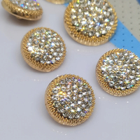 Botones redondos de diamantes de imitación de metal para ropa, accesorios de costura DIY, venta al por mayor, botón de decoración de moda de lujo, ropa DIY