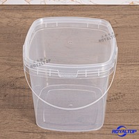 Seau jetable 300ml 500ml 750ml 1L 2L 3L 4L 5L Boîte d'emballage en plastique transparent carrée et seau avec poignée et couvercle pour aliments