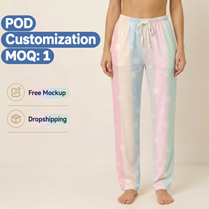 Pantalones <span class=keywords><strong>de</strong></span> Pijama 100% Poliéster con Estampado Completo, Ropa <span class=keywords><strong>de</strong></span> Dormir para Mujer, Impresión Bajo Demanda - Product Image 1