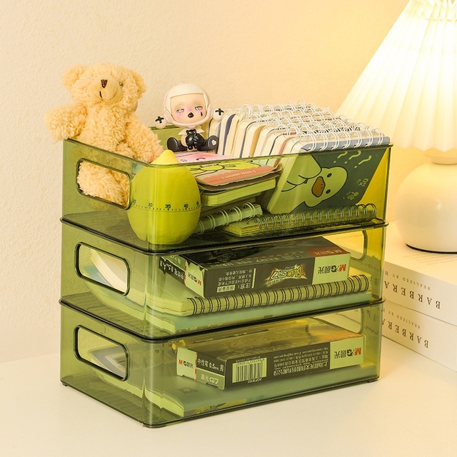 PET Desktop Cosmetics Storage Box Acrylic Dresser Skin Care Sundries End Table Snack Storage Basket