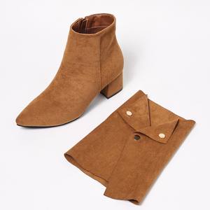 Bottines élégantes et polyvalentes à manchette amovible pour femme, avec fermeture éclair latérale, bout pointu, talon bloc moyen, style européen et américain, bottes tendance - Product Image 4