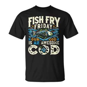 Viernes de Pescado: Nuestra Camiseta Católica con Estampado de Bacalao Es Genial - Product Image 1