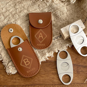 En stock: estuche para guardar cortadores de cigarros, cortador de cigarros de acero inoxidable, estuche protector de PU, nombre grabado con láser, un regalo para amantes de los cigarros - Product Image 4