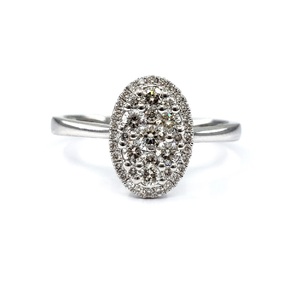 Anillos de Oro Blanco Sólido de 18K de Hong Kong con Diamantes de Alta Calidad, Diseño Clásico de Garras, Ovalados y con Incrustaciones, para Mujer, Anillos de Compromiso y Aniversario - Product Image 1