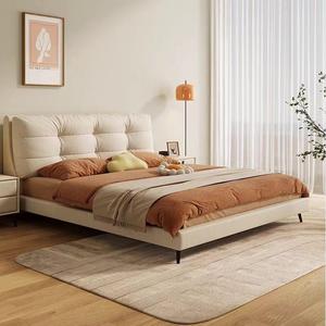 Juego de cama de cuero moderno alto para tamaños King Queen, multifuncional, inteligente, de lujo, con mechones, cama suave, muebles de dormitorio doble de acero - Product Image 2